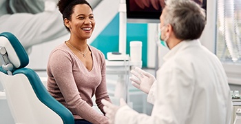 Patient talking to a dentist